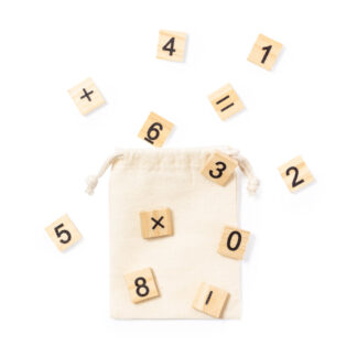 Juego de Matemáticas de Madera con Bolsita Personalizable