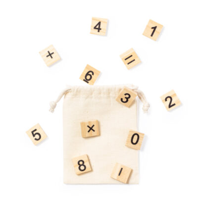 Juego de Matemáticas de Madera con Bolsita Personalizable