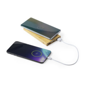 Power Bank Kalery de bambú natural